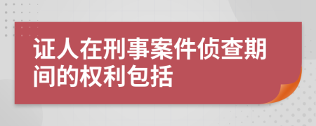 证人在刑事案件侦查期间的权利包括