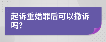 起诉重婚罪后可以撤诉吗？