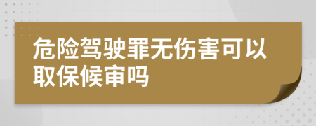 危险驾驶罪无伤害可以取保候审吗