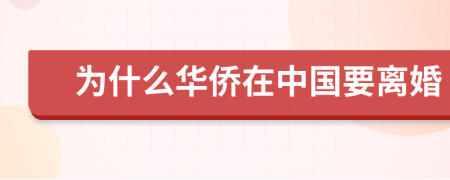 为什么华侨在中国要离婚