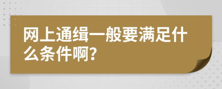 网上通缉一般要满足什么条件啊？