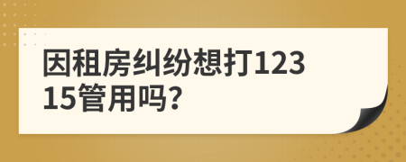 因租房纠纷想打12315管用吗？