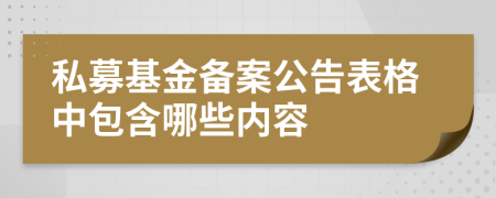 私募基金备案公告表格中包含哪些内容