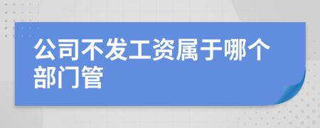 公司不发工资属于哪个部门管