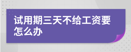 试用期三天不给工资要怎么办