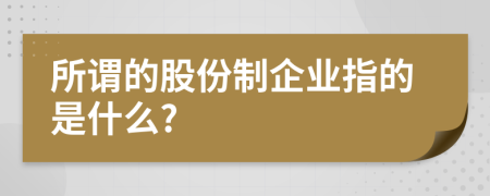 所谓的股份制企业指的是什么?