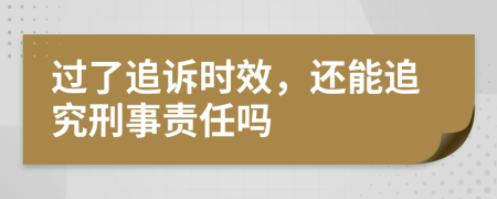 过了追诉时效，还能追究刑事责任吗