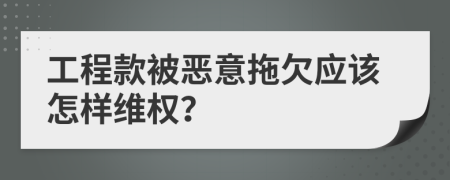 工程款被恶意拖欠应该怎样维权？