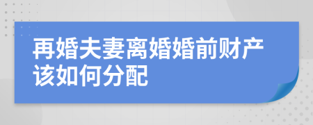 再婚夫妻离婚婚前财产该如何分配