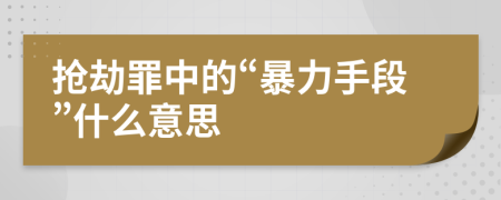 抢劫罪中的“暴力手段”什么意思