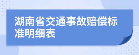 湖南省交通事故赔偿标准明细表