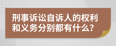 刑事诉讼自诉人的权利和义务分别都有什么？