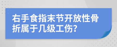 右手食指末节开放性骨折属于几级工伤？