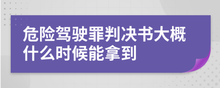 危险驾驶罪判决书大概什么时候能拿到