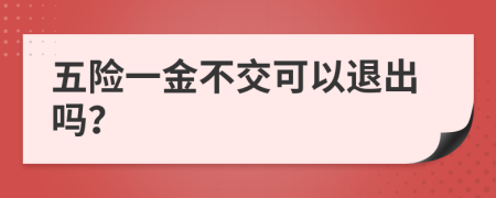 五险一金不交可以退出吗？