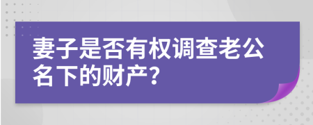 妻子是否有权调查老公名下的财产？