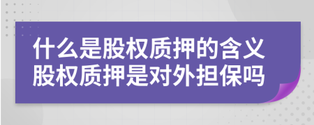 什么是股权质押的含义股权质押是对外担保吗