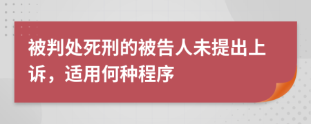 被判处死刑的被告人未提出上诉，适用何种程序