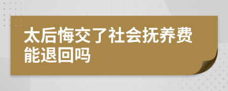 太后悔交了社会抚养费能退回吗