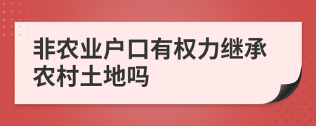 非农业户口有权力继承农村土地吗