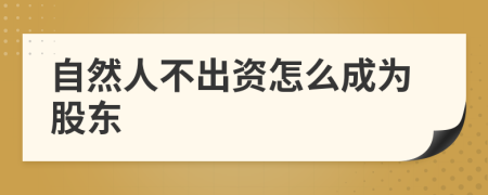 自然人不出资怎么成为股东