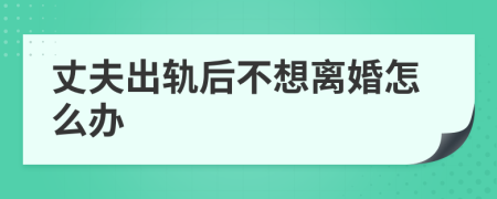 丈夫出轨后不想离婚怎么办