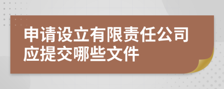 申请设立有限责任公司应提交哪些文件