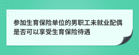 参加生育保险单位的男职工未就业配偶是否可以享受生育保险待遇