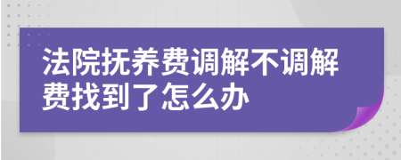 法院抚养费调解不调解费找到了怎么办