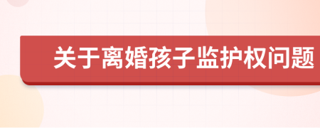 关于离婚孩子监护权问题