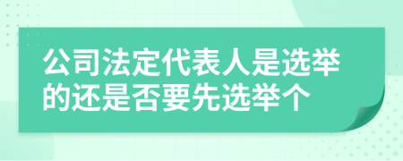 公司法定代表人是选举的还是否要先选举个