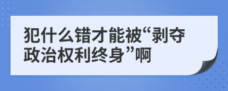 犯什么错才能被“剥夺政治权利终身”啊