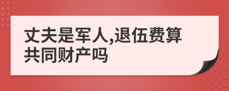 丈夫是军人,退伍费算共同财产吗