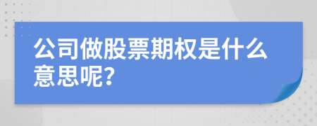 公司做股票期权是什么意思呢？