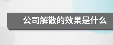 公司解散的效果是什么