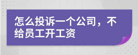 怎么投诉一个公司，不给员工开工资