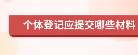 个体登记应提交哪些材料