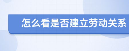 怎么看是否建立劳动关系