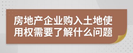 房地产企业购入土地使用权需要了解什么问题