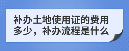 补办土地使用证的费用多少，补办流程是什么