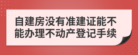 自建房没有准建证能不能办理不动产登记手续