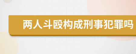 两人斗殴构成刑事犯罪吗