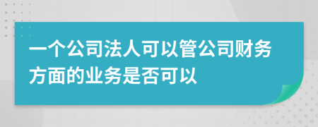 一个公司法人可以管公司财务方面的业务是否可以