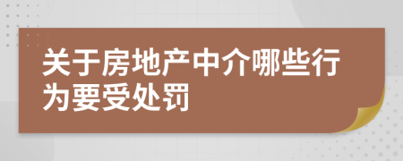 关于房地产中介哪些行为要受处罚