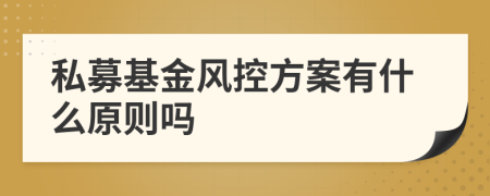 私募基金风控方案有什么原则吗