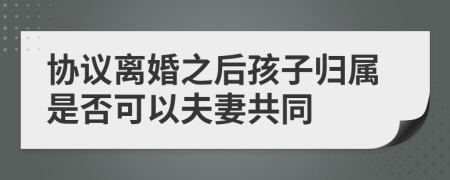 协议离婚之后孩子归属是否可以夫妻共同