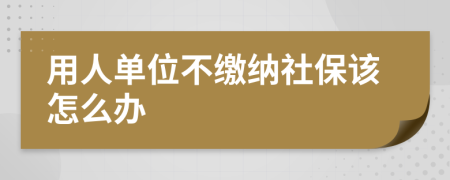 用人单位不缴纳社保该怎么办