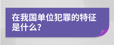 在我国单位犯罪的特征是什么？