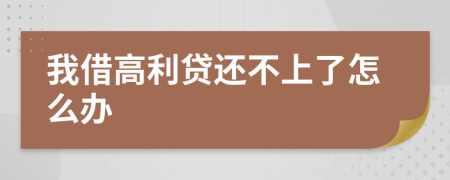 我借高利贷还不上了怎么办