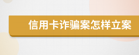 信用卡诈骗案怎样立案